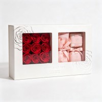 Luxury Window Rose Gift Box Rectangle Transparent Window Flower Packaging Box for Valentine Birthday Gift