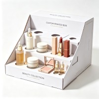Custom Printed Corrugated Cosmetic Retail Display Packaging Box For Supermarket Counter