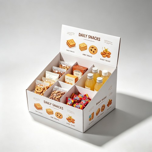 Custom Printed White Cardboard Countertop Display Box, Divided Compartment Foldable POP Retail Showcase Box for Superma