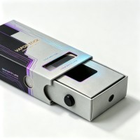 Custom Printed Luxury E-Cigarette Packaging Box, White Background Matte Lamination Gold Hot Stamping Rigid Box For Pod