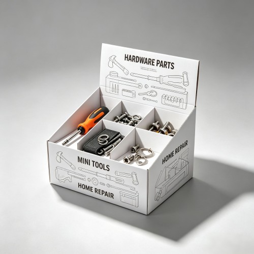 Custom Printed White Cardboard Countertop Display Box, Divided Compartment Foldable POP Retail Showcase Box for Superma