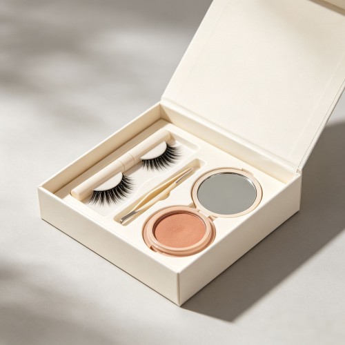 Flat Straight Angle Paper Packaging Box For Portable Makeup Set & Magnetic Eyelashes Custom Logo