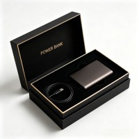 Custom Luxury Rigid Gift Box For Power Bank Embossed Gold Foil Logo Portable Charger Packaging Box