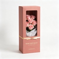 Luxury Window Rose Gift Box Rectangle Transparent Window Flower Packaging Box for Valentine Birthday Gift