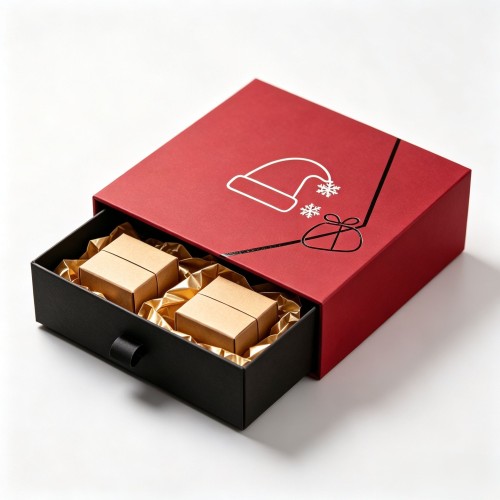 Custom Printed Luxury Rigid Christmas Gift Box Magnetic Drawer Top Bottom Holiday Packaging Box With Custom Logo