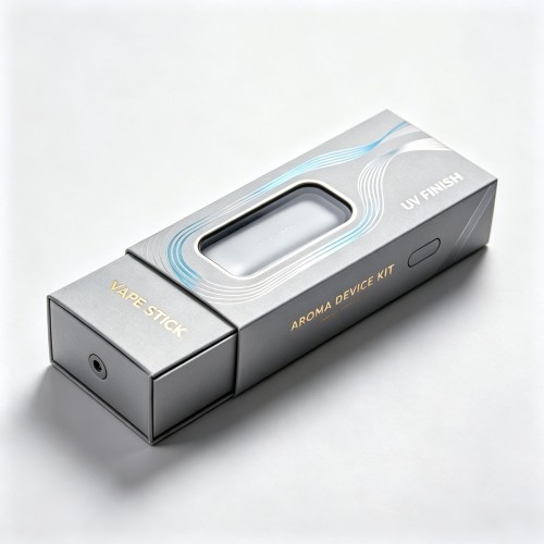 Custom Printed Luxury E-Cigarette Packaging Box, White Background Matte Lamination Gold Hot Stamping Rigid Box For Pod