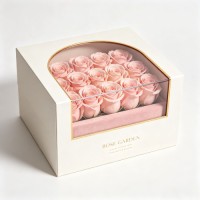 Luxury Window Rose Gift Box Rectangle Transparent Window Flower Packaging Box for Valentine Birthday Gift