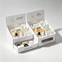 Custom Printed White Cardboard Countertop Display Box, Divided Compartment Foldable POP Retail Showcase Box for Superma