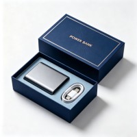 Custom Luxury Rigid Gift Box For Power Bank Embossed Gold Foil Logo Portable Charger Packaging Box