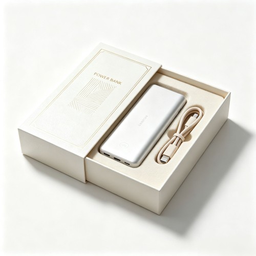 Custom Luxury Rigid Gift Box For Power Bank Embossed Gold Foil Logo Portable Charger Packaging Box