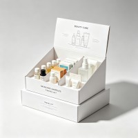 Custom Printed White Cardboard Countertop Display Box, Divided Compartment Foldable POP Retail Showcase Box for Superma