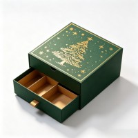 Custom Printed Luxury Rigid Christmas Gift Box Magnetic Drawer Top Bottom Holiday Packaging Box With Custom Logo