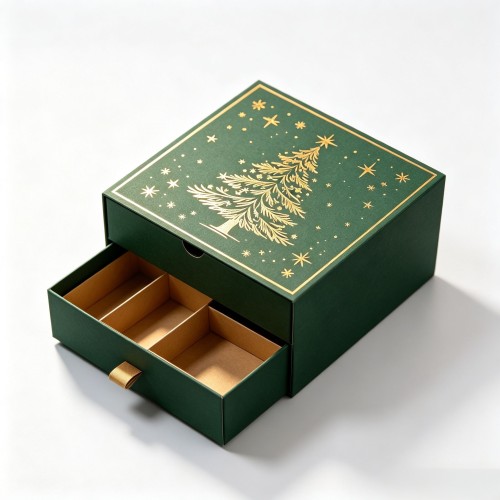 Custom Printed Luxury Rigid Christmas Gift Box Magnetic Drawer Top Bottom Holiday Packaging Box With Custom Logo