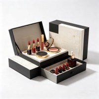Custom Luxury Cosmetic Set Rigid Gift Box Magnetic Flip Drawer Packaging Box For Lipstick Makeup