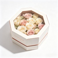 Luxury Window Rose Gift Box Rectangle Transparent Window Flower Packaging Box for Valentine Birthday Gift